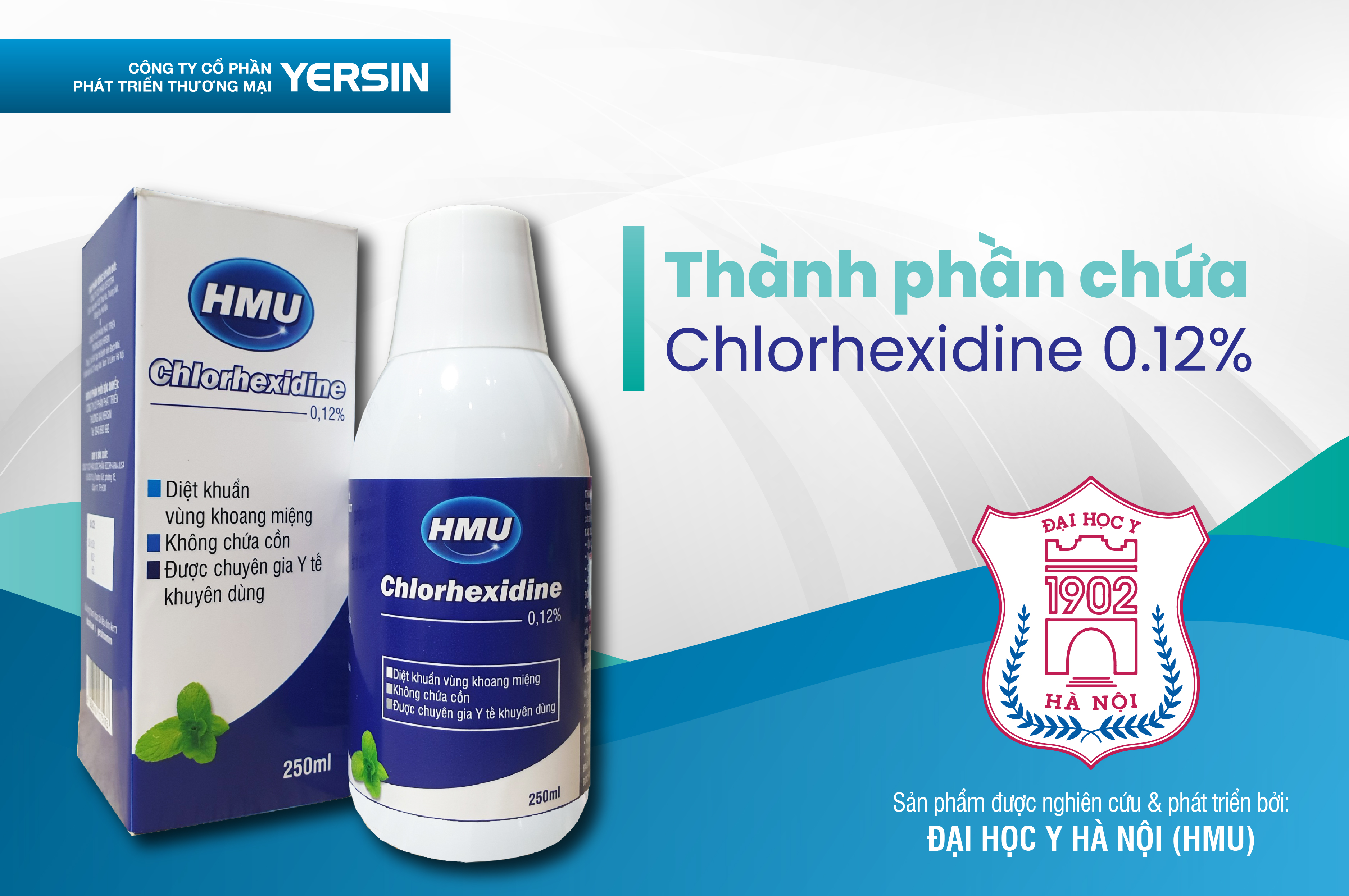 Quy cách đóng gói của nước súc miệng HMU Chlorhexidine 0.12% là như thế nào?
